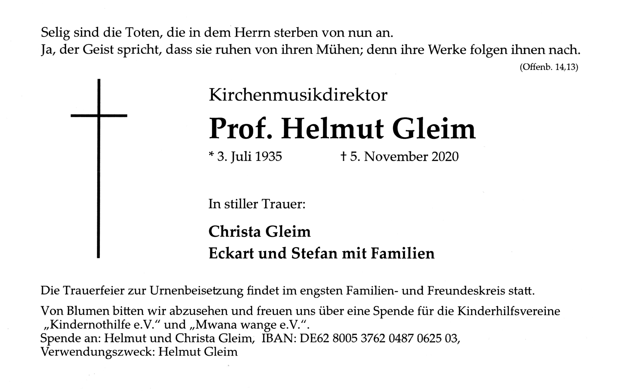 Prof.Gleim-Anzeige